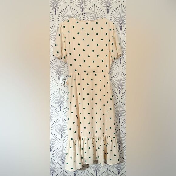 LC Lauren Conrad Cream Polka Dot Midi Dress size medium. Peach 🍑 and green polka - Picture 6 of 6